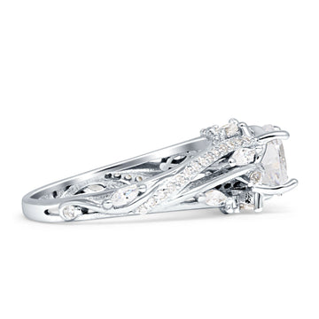 Round Engagement Ring Split Shank Cubic Zirconia 925 Sterling Silver Wholesale